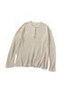 Henley Button Placket Side Slit Drop Shoulder Pullover Knit Sweater
